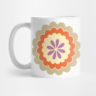 Retro Flower in buttercream, orange, gold and purple Mug